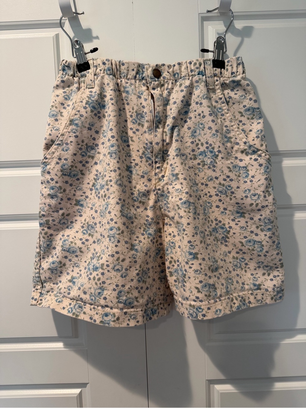 Vintage 90s Vivaldi Floral High Waist Denim Jorts Cottagecore Blue Size Small